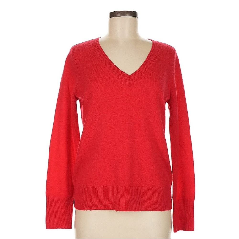 Halogen Vibrant Red cashmere v-neck Sweater